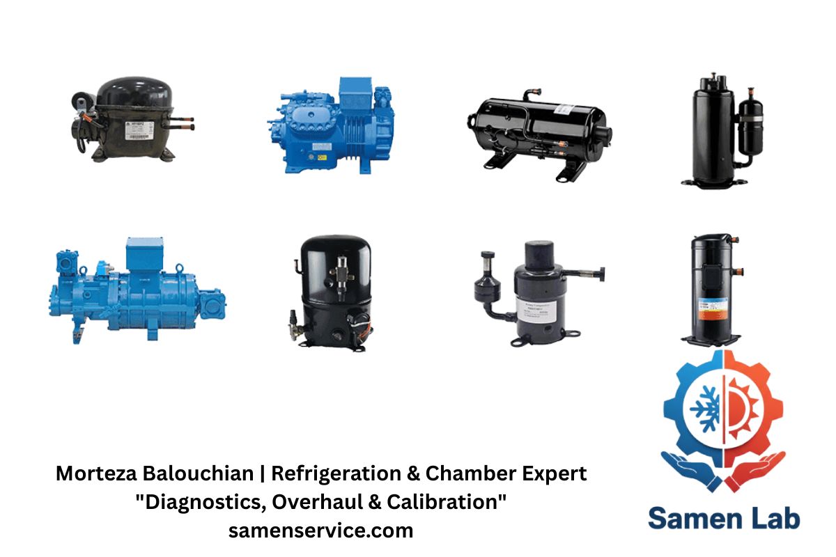 انواع کمپرسورهای اسکرال و پیستونی در سیستم‌های برودتی تجهیزات آزمایشگاهی