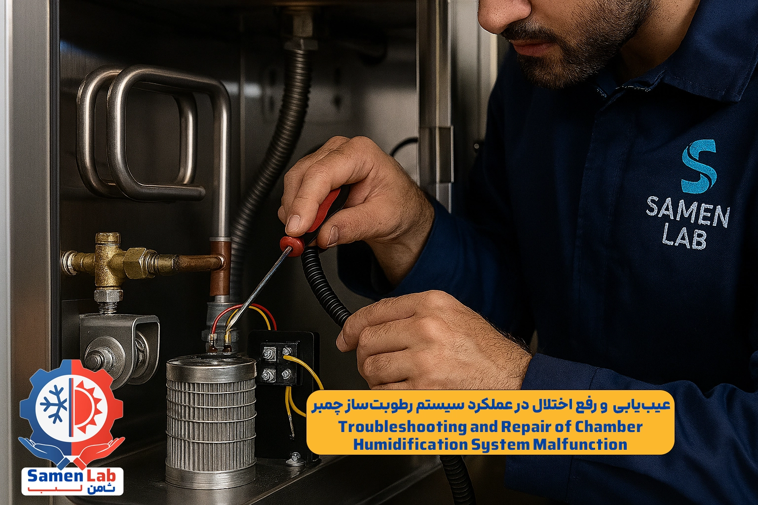 عیب‌یابی تخصصی و رفع اختلال در عملکرد سیستم رطوبت‌ساز چمبر توسط samen lab